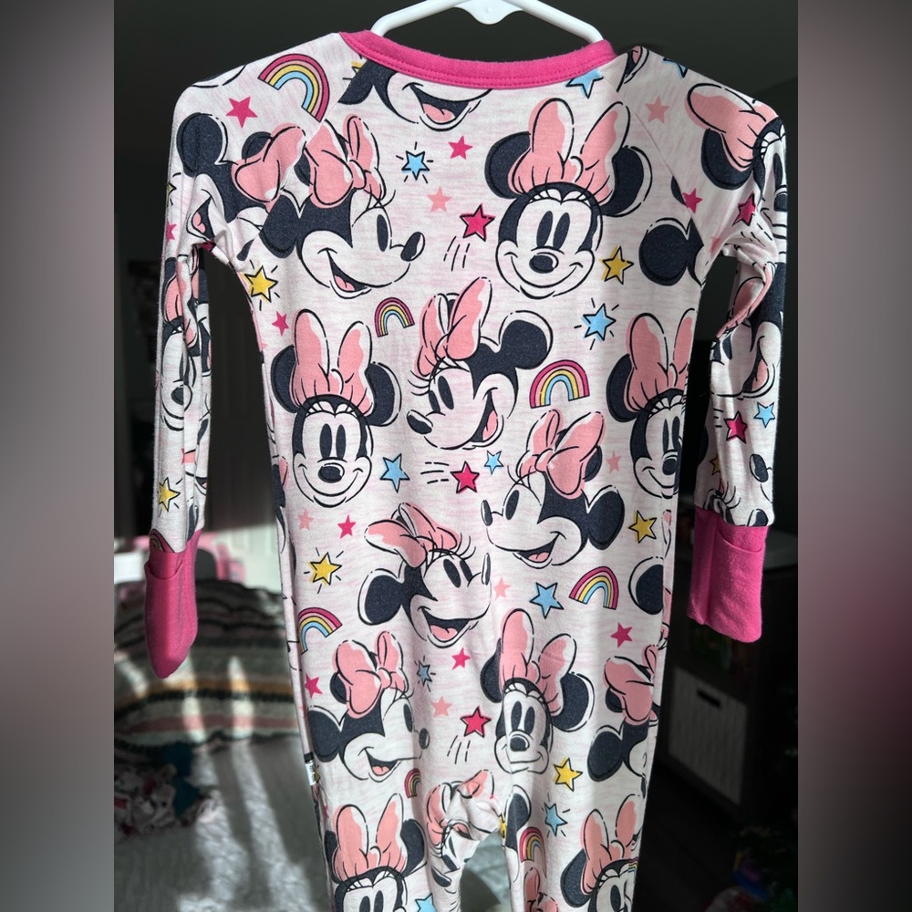 Little Sleepies Disney Minnie Forever Pink Zippy Pajamas Size 6-12 Months GUC - Picture 5 of 10